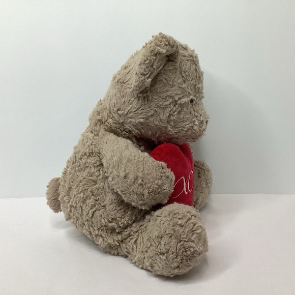 HugFun Teddy Bear Holds Red Heart XOXO Stitching Plush Stuffed 12" Red Bow Love - Picture 4 of 9